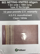 Load image into Gallery viewer, FLYING INSECT NETTING 7.5m x 100m 60gsm